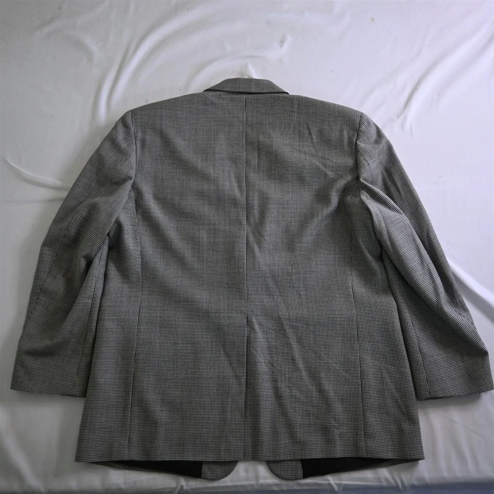 Meeting Street 48R Gray Houndstooth 100% Wool Mens Blazer Suit Jacket Sport Coat